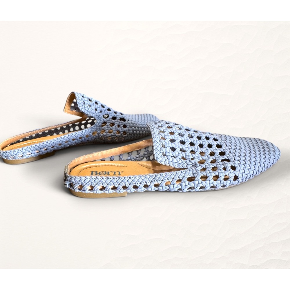 Born Woven Mules Women Blue Boho Casual Breathable Slip On Loafers *no size tag* - Picture 4 of 10